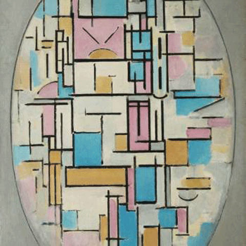 reproductie Compositie ovaal van Piet Mondriaan